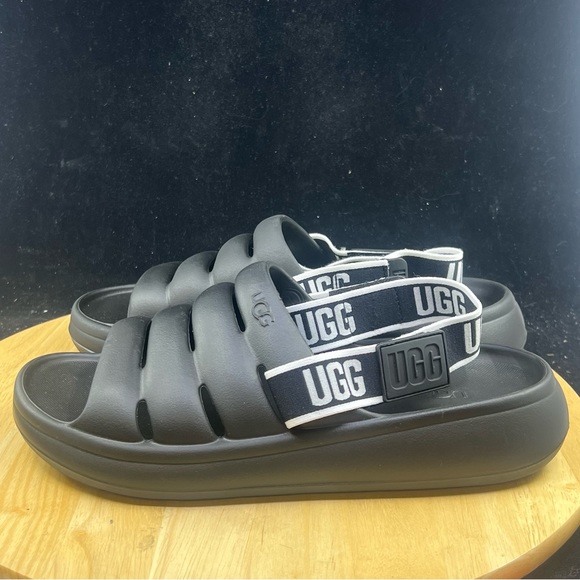 UGG SPORT YEAH Slingback Logo Pool Slides Sandals Black White Panda - Men’s Sz - Picture 8 of 9